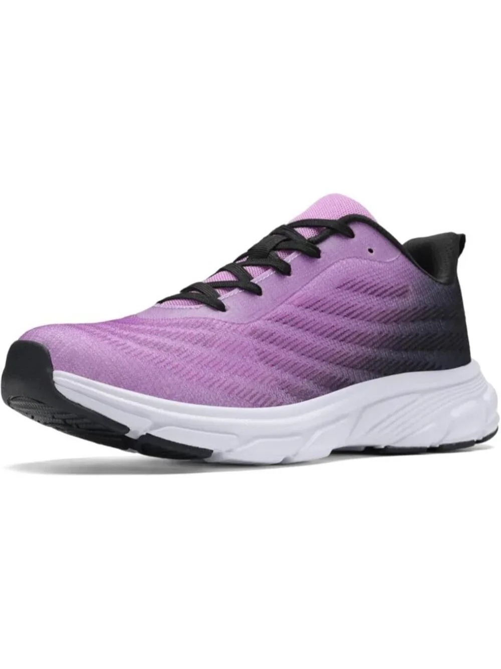 Women's Purple Black Running Shoes Breathable Casual Non Slip Walking Sneakers